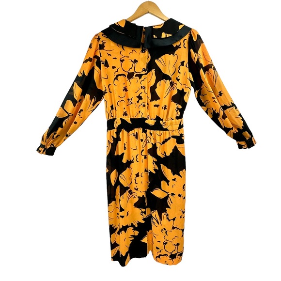 Vintage Albert Nipon Dress Executive Womens 10 Orange Black Secretary Bow 1980s - Picture 2 of 12